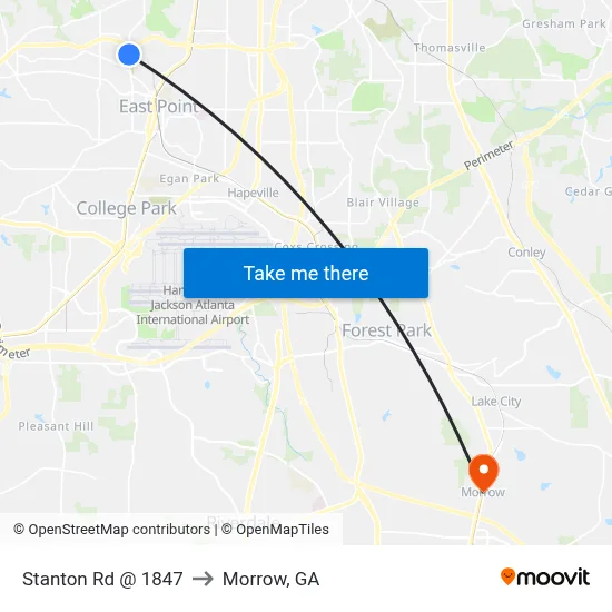 Stanton Rd @ 1847 to Morrow, GA map