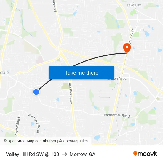 Valley Hill Rd SW @ 100 to Morrow, GA map