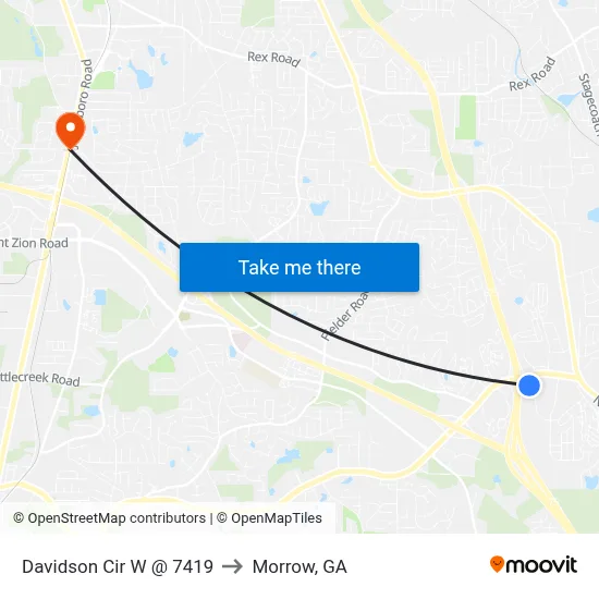 Davidson Cir W @ 7419 to Morrow, GA map