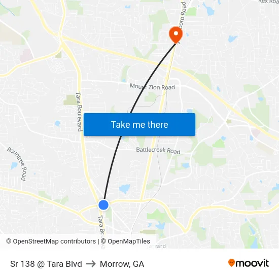 Sr 138 @ Tara Blvd to Morrow, GA map