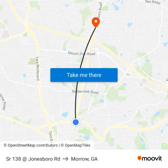 Sr 138 @ Jonesboro Rd to Morrow, GA map