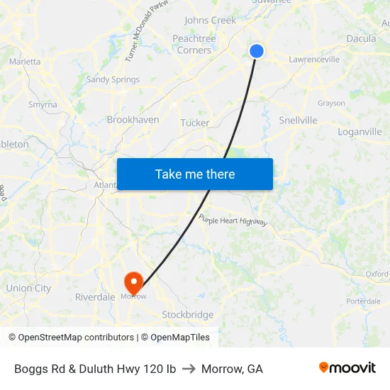 Boggs Rd & Duluth Hwy 120 Ib to Morrow, GA map