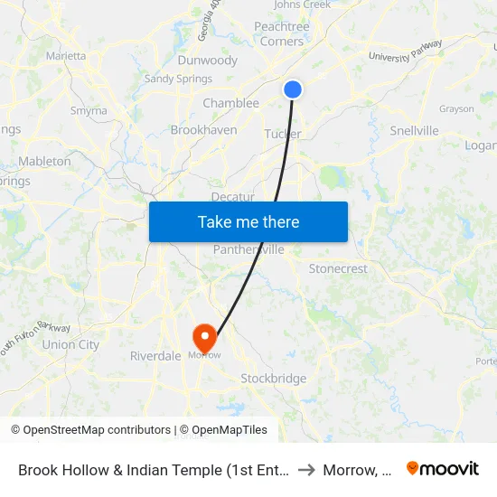 Brook Hollow & Indian Temple (1st Entran to Morrow, GA map