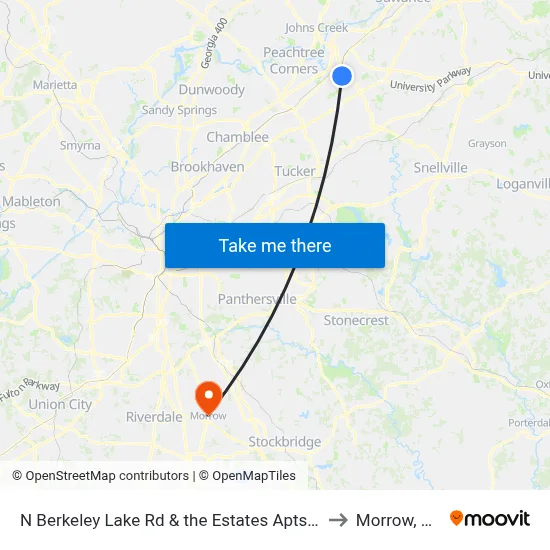 N Berkeley Lake Rd & the Estates Apts Ib to Morrow, GA map