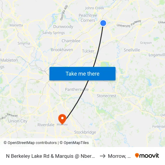 N Berkeley Lake Rd & Marquis @ Nberkeley to Morrow, GA map