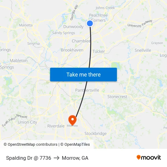 Spalding Dr @ 7736 to Morrow, GA map