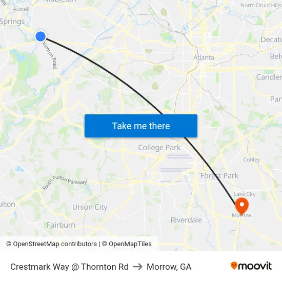 Crestmark Way @ Thornton Rd Ob to Morrow, GA map