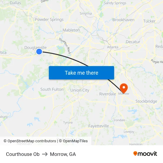 Courthouse Ob to Morrow, GA map