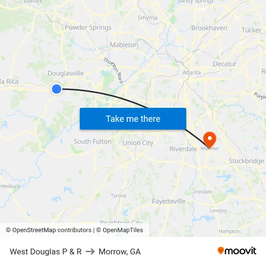 West Douglas P & R to Morrow, GA map