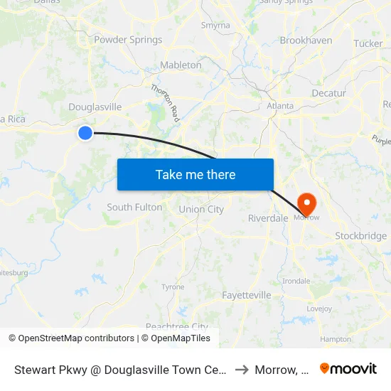 Stewart Pkwy @ Douglasville Town Center Ob to Morrow, GA map