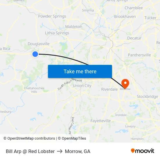 Bill Arp @ Red Lobster to Morrow, GA map