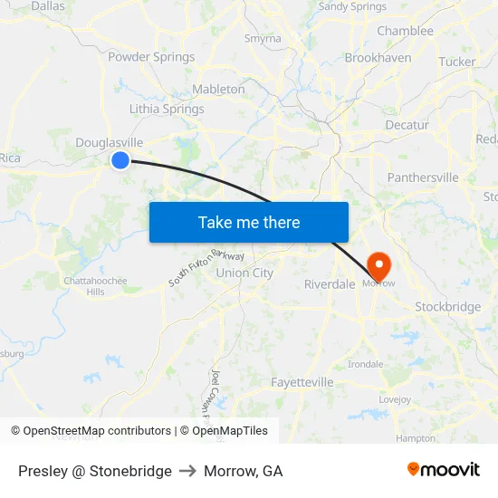 Presley @ Stonebridge to Morrow, GA map