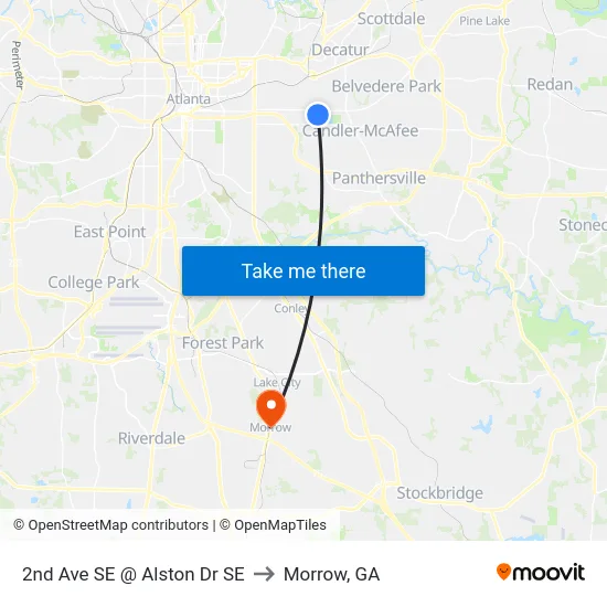 2nd Ave SE @ Alston Dr SE to Morrow, GA map
