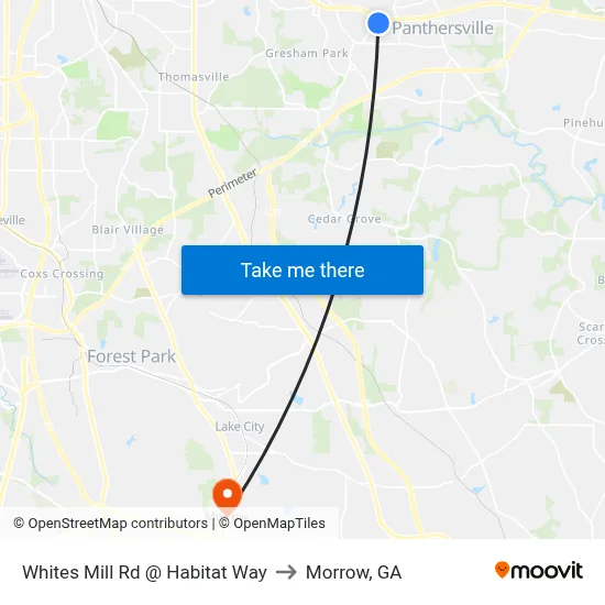 Whites Mill Rd @ Habitat Way to Morrow, GA map
