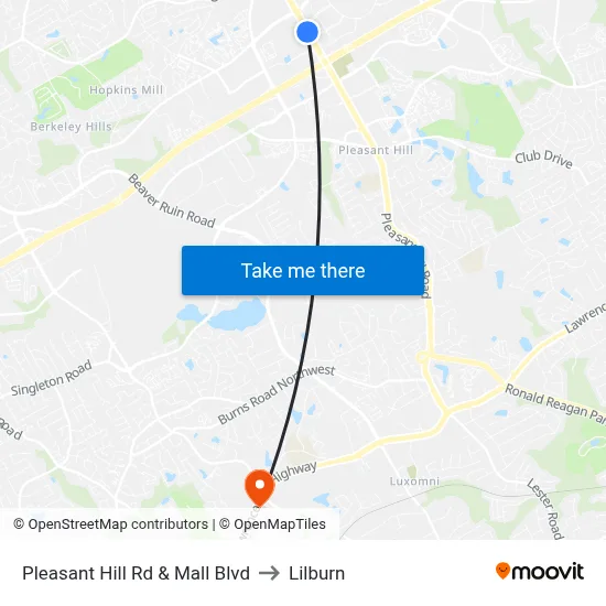 Pleasant Hill Rd & Mall Blvd to Lilburn map