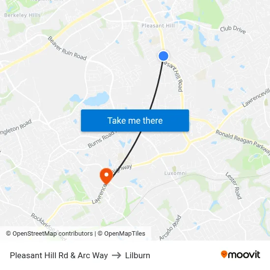 Pleasant Hill Rd & Arc Way to Lilburn map