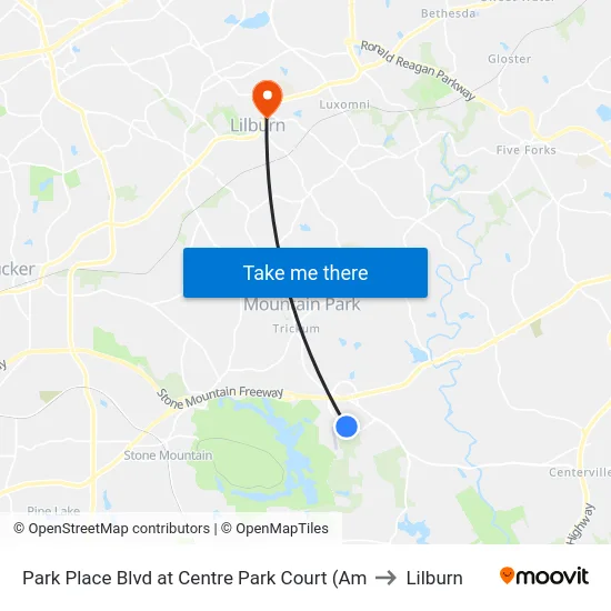 Park Place Blvd at Centre Park Court (Am to Lilburn map