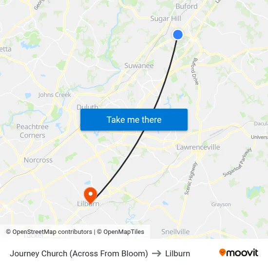 Journey Church (Across From Bloom) to Lilburn map