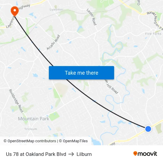 Us 78 at Oakland Park Blvd to Lilburn map