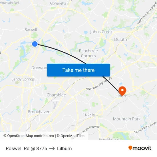 Roswell Rd @ 8775 to Lilburn map