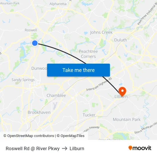 Roswell Rd @ River Pkwy to Lilburn map