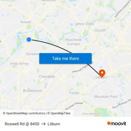 Roswell Rd @ 8450 to Lilburn map