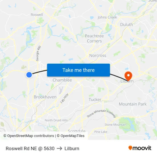 Roswell Rd NE @ 5630 to Lilburn map