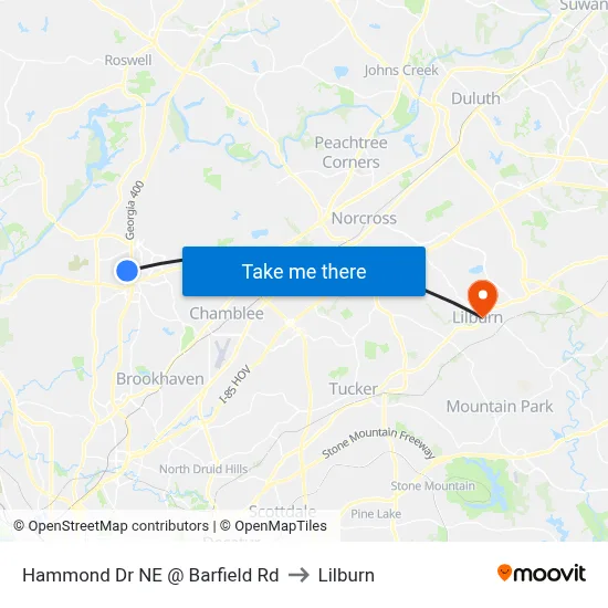 Hammond Dr NE @ Barfield Rd to Lilburn map