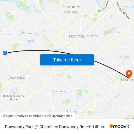 Dunwoody Park @ Chamblee Dunwoody Rd to Lilburn map