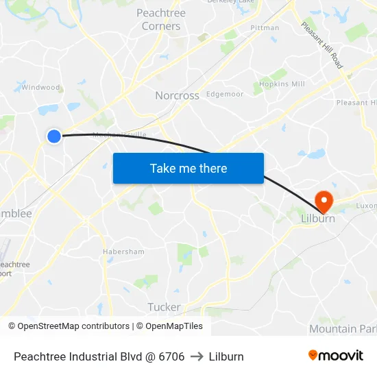 Peachtree Industrial Blvd @ 6706 to Lilburn map