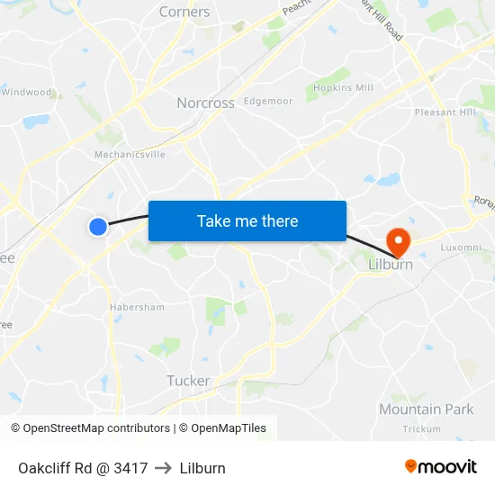 Oakcliff Rd @ 3417 to Lilburn map