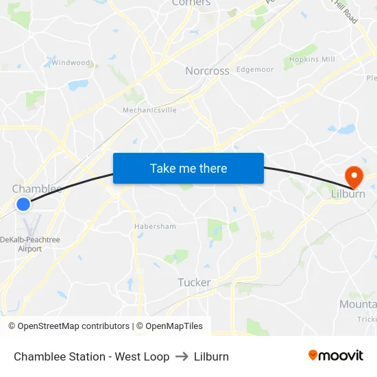 Chamblee Station - West Loop to Lilburn map