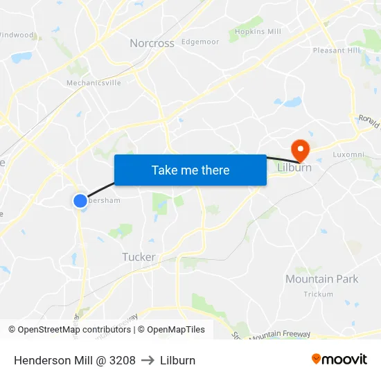 Henderson Mill @ 3208 to Lilburn map