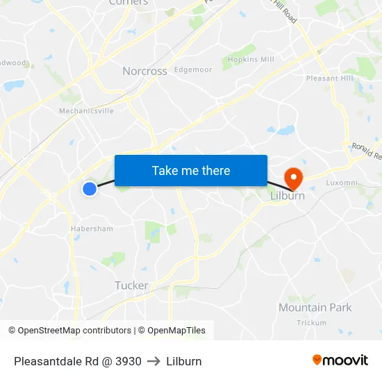 Pleasantdale Rd @ 3930 to Lilburn map