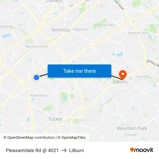 Pleasantdale Rd @ 4021 to Lilburn map