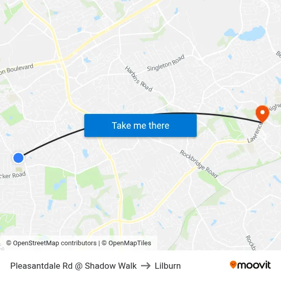 Pleasantdale Rd @ Shadow Walk to Lilburn map