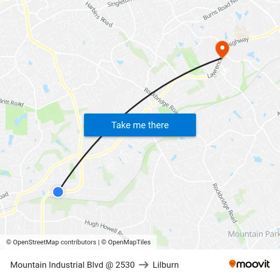 Mountain Industrial Blvd @ 2530 to Lilburn map