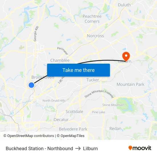 Buckhead Station - Northbound to Lilburn map