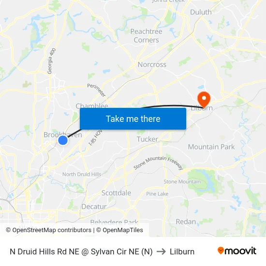 N Druid Hills Rd NE @ Sylvan Cir NE (N) to Lilburn map