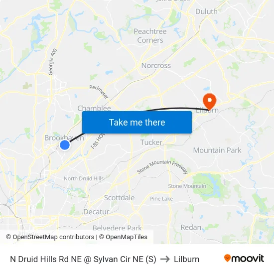 N Druid Hills Rd NE @ Sylvan Cir NE (S) to Lilburn map