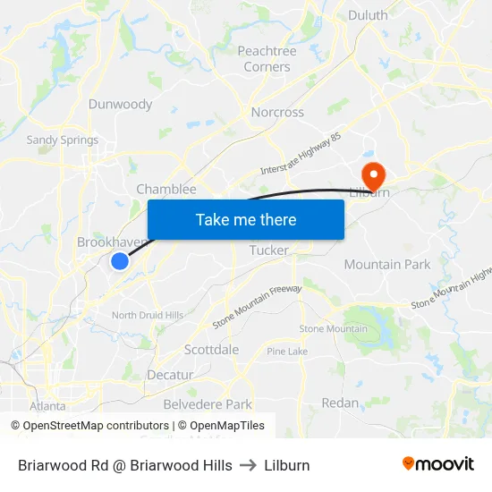 Briarwood Rd @ Briarwood Hills to Lilburn map