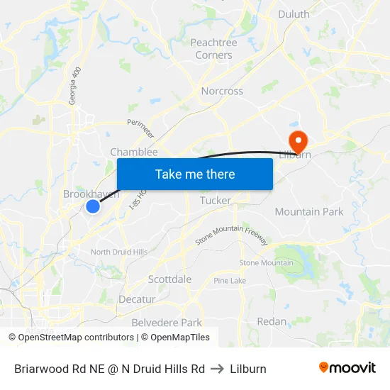 Briarwood Rd NE @ N Druid Hills Rd to Lilburn map