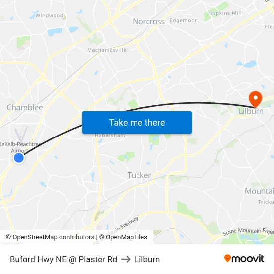 Buford Hwy NE @ Plaster Rd to Lilburn map