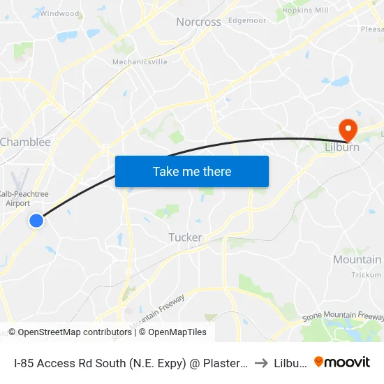 I-85 Access Rd South (N.E. Expy) @ Plaster Rd to Lilburn map