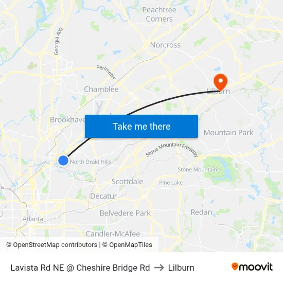 Lavista Rd NE @ Cheshire Bridge Rd to Lilburn map