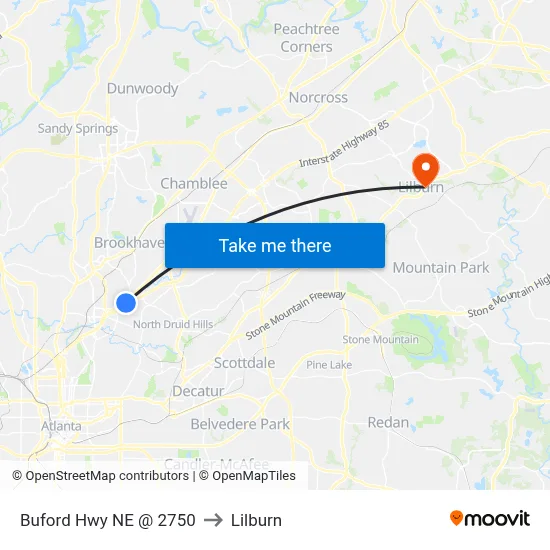Buford Hwy NE @ 2750 to Lilburn map