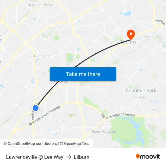 Lawrenceville @ Lee Way to Lilburn map