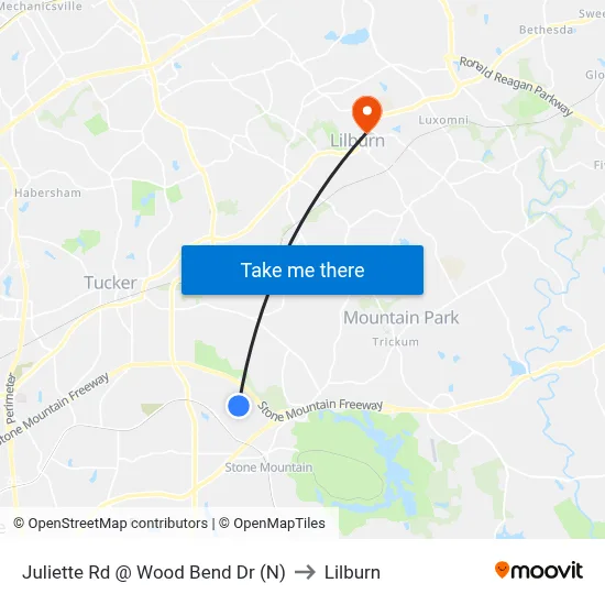 Juliette Rd @ Wood Bend Dr (N) to Lilburn map