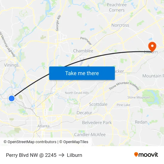 Perry Blvd NW @ 2245 to Lilburn map