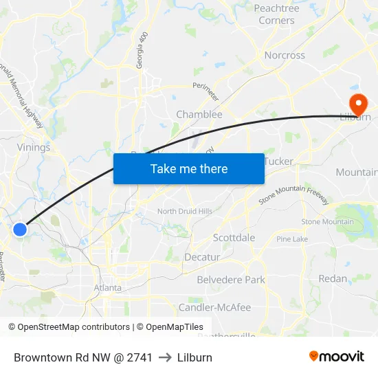 Browntown Rd NW @ 2741 to Lilburn map